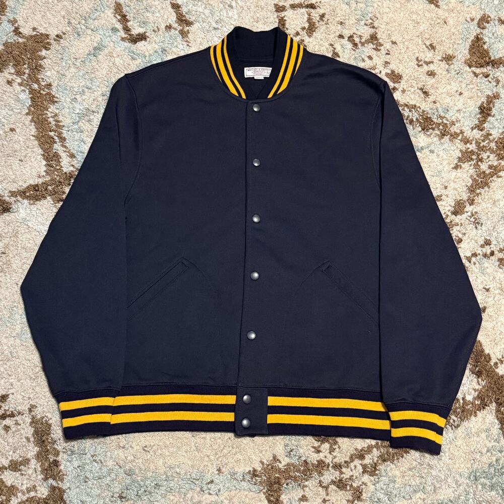Wallace & Barnes Varsity Track Jacket Size Medium Navy/Yellow Retro